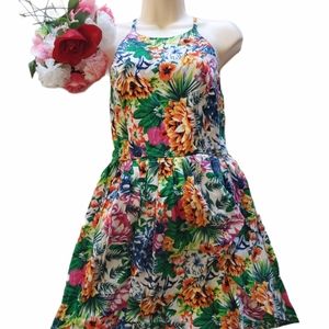 Dress floral with cross back